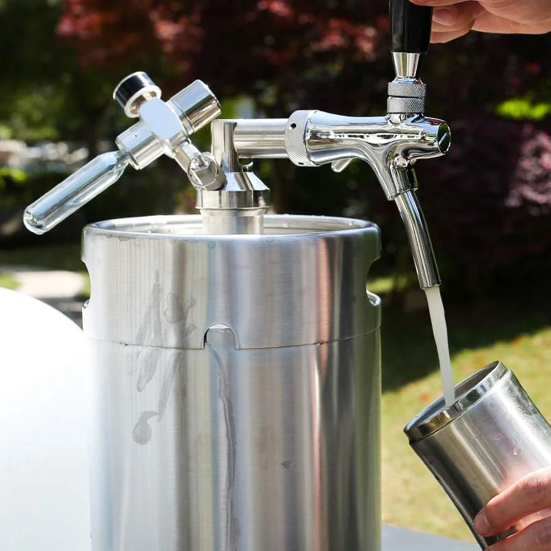 5L Beer Keg Growler Stainless Steel Beer Mini Keg Pressurized Beer Barrel For Homebrewing Picnic Camping Hiking