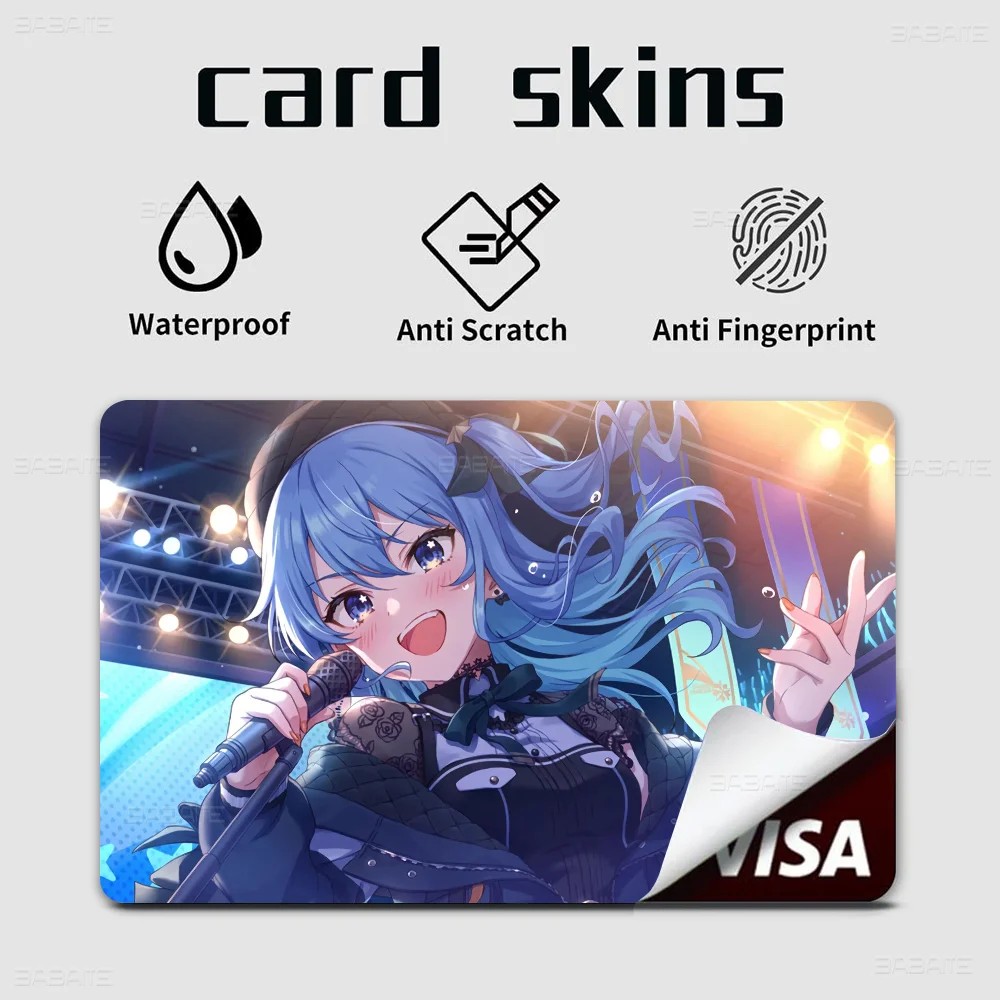 Hoshimachi Suisei Anime Poker Sticker Film Tape Skin For Credit Card Debit Card Cartoon Waterproof Stickers Small Chip