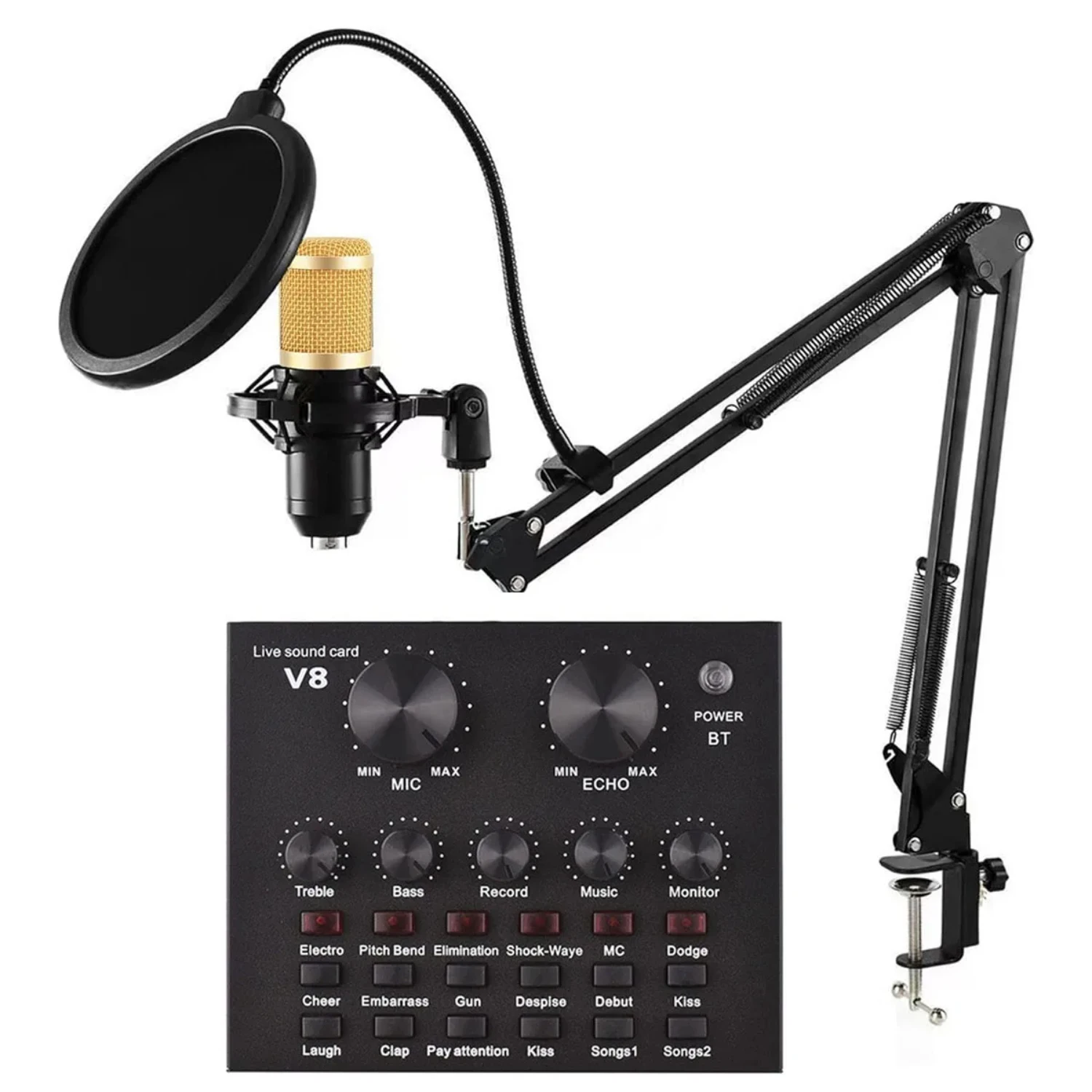 

Live Sound card V8 audio mixer with Speech converter microphone suite compatible with DJ Games YouTube live sound card