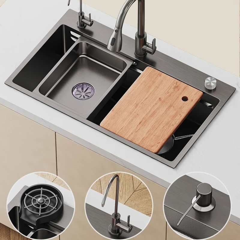 Extra-thick Kitchen Sinks Stainless Steel Nano-pressed Kitchen Sinks Pattern Home Improvement Fregaderos De Cocina ZY40SC