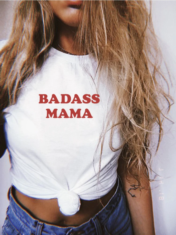 

Badass Mama Tee Funny Mom Shirt Summer Short Sleeve Crewneck Tumblr Tshirt Fashion Grunge Graphic Tee Shirts Outfits