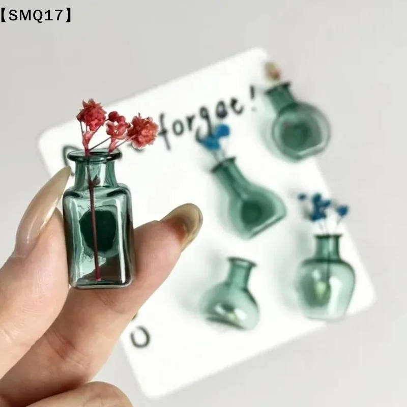 Mini Glass Vase Fridge Magnet Set Strong Magnetic Adhesion Secure Grip For Kitchen Decor Holding Tiny Plants Flowers【SMQ】