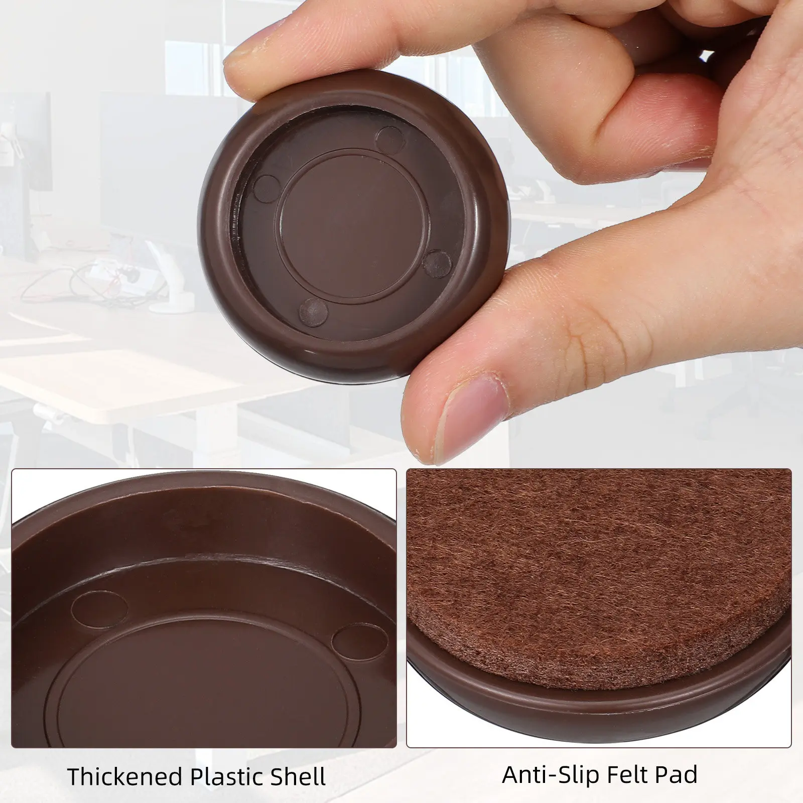 10Pcs Simple Design Felt Caster Cups Furniture Protector Wheel Stopper for Hardwood Floors Chair Sofa Recliner Desk