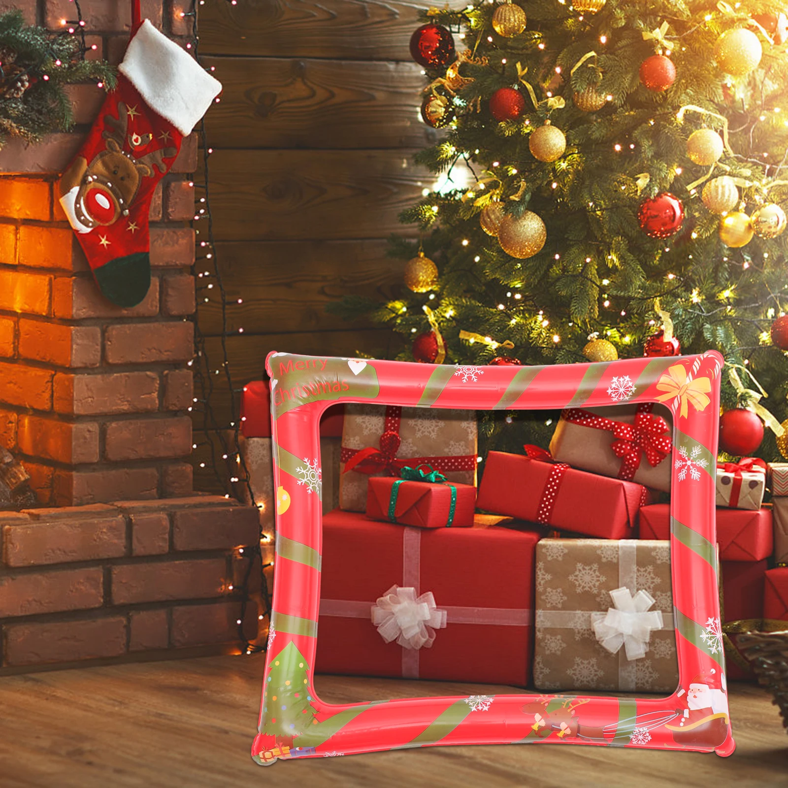 

2pcs Inflatable Frame For Christmas Party Supplies Frame Photo Booth Props Bright Color Family Photo Decoration Ornament Safe