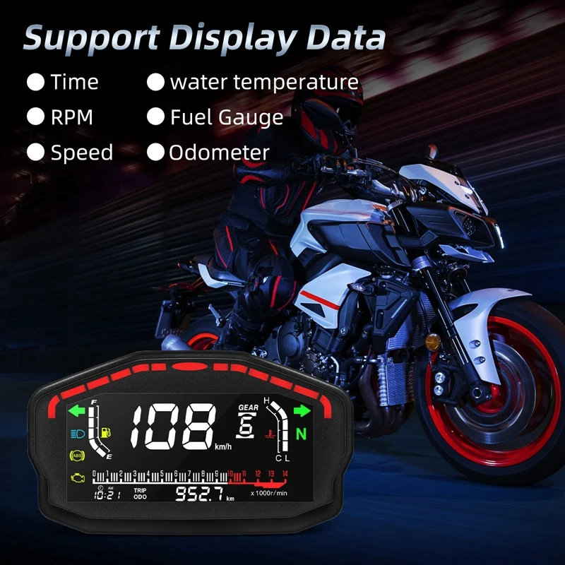 

M0t-rMotorcycle Digital Dash Digital Panel Universal LED LCD Speedometer Odometer 1,2,4