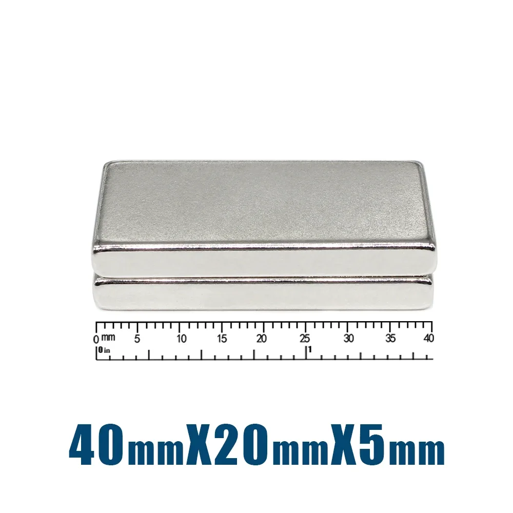 1/2/5/10pcs 40x20x5mm quadratischer Seltenerd-Neodym-Magnet n35 Block starke leistungs starke Magnete 40x20x5 Permanent magnet