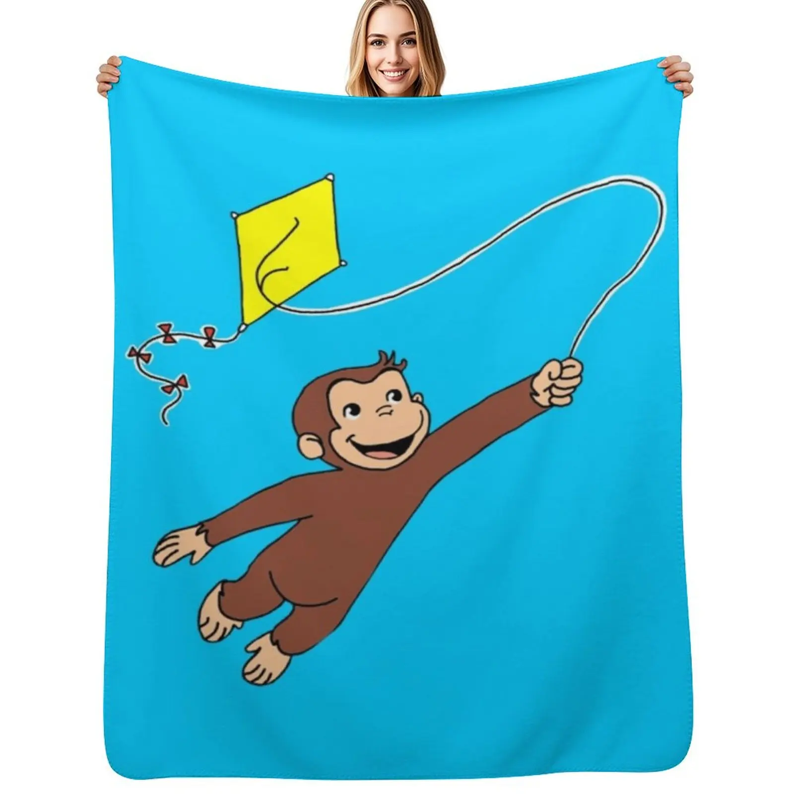 

Curious George - Flying Kite Throw Blanket Fuzzy Plush Throw Blanket for Sofa Chair