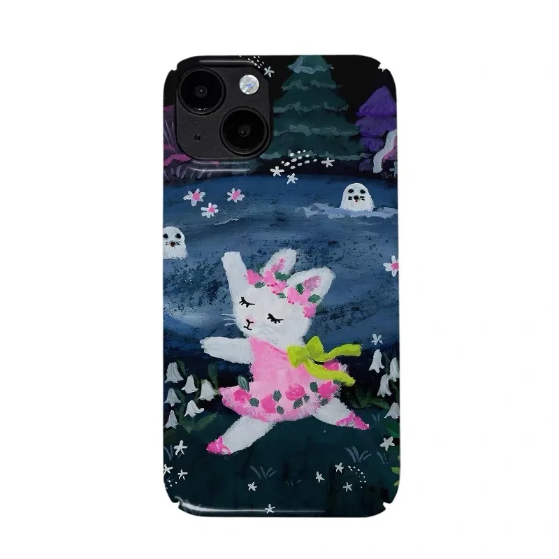 

Dancing Pink Little Rabbit Phone Case for IPHONE 17 Air 16E 15 PROMAX 14 Plus 13 12 MINI 11 PRO 16Plus XR XS Acrylic Phone Cover