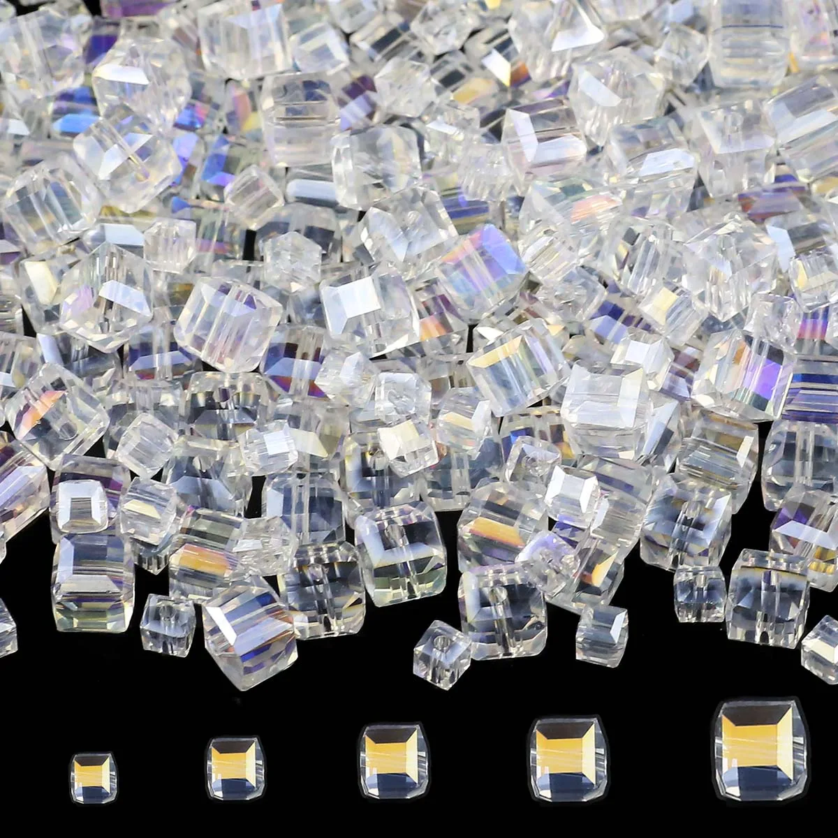 2/3/4/6/7mm Cube Austrian White Transparent AB Crystal Glass Square Spacer Loose Beads For Jewelry Making Bracelet Necklaces DIY