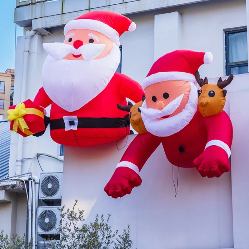 Large electric inflatable Santa Claus climbing wall air model air Christmas decoration props cartoon automatic balloon