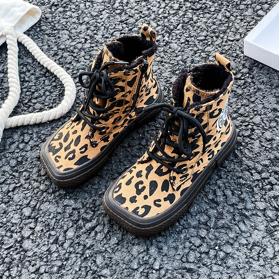 Opoee-zapatos versátiles de algodón para niños, botas cálidas y a la moda, edición coreana, invierno, novedad