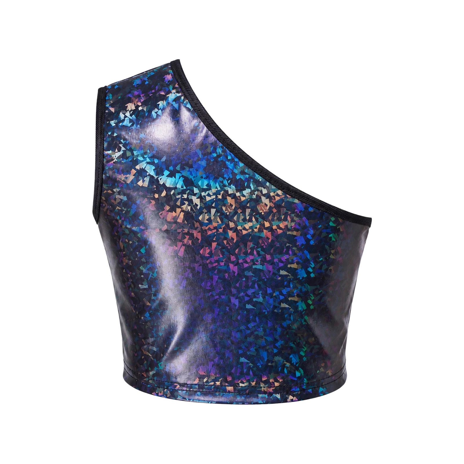Kinder Jungen Ärmelloses Glänzendes Crop-Top Mädchen Hip-Hop Jazz-Tanz-Oberteil Einschultriges Metallic-Crop-Top Jazz-Tanz-Auftrittskostüm – Detail 11