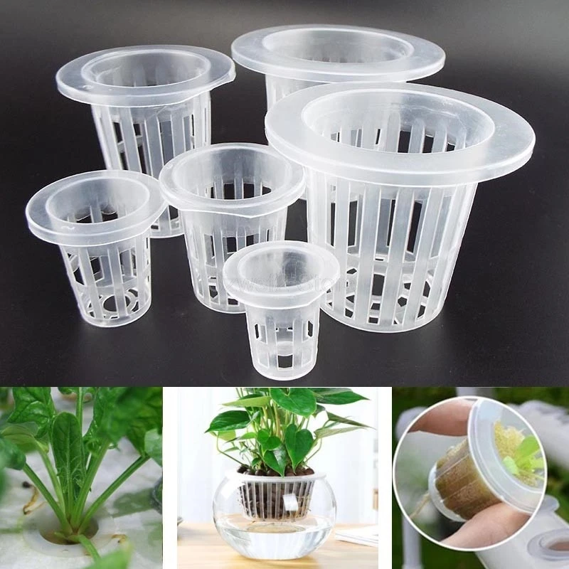 10pcs Plant Grow Net Nursery Pots Hydroponic Colonization Mesh Cup Vegetable Plant Soilless Greenhouse Plastic Basket Holder E2