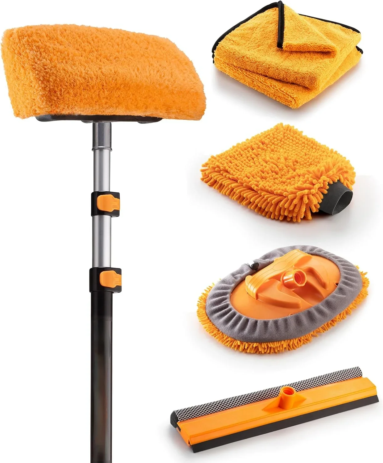 

Car Wash Kit with 5-12 ft Extension Pole Car Washing Brushes Set with Telescopic pole Microfiber Wash Mop Soft Wash Brush