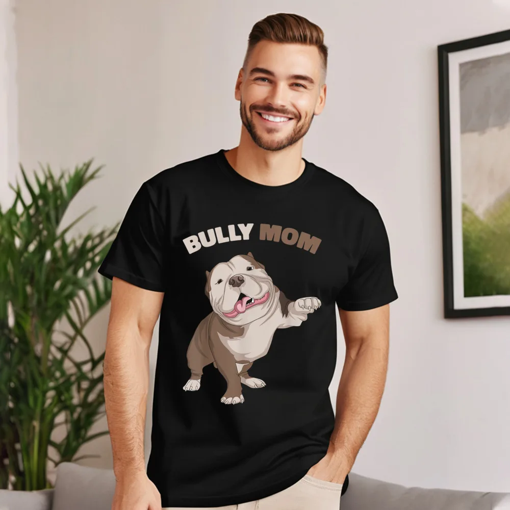 VintageSummer Short Sleeve Tees Labor Day Special Round Neck 100% Cotton Tee Shirts Mens T-Shirt American Bully Mom Dog Mama