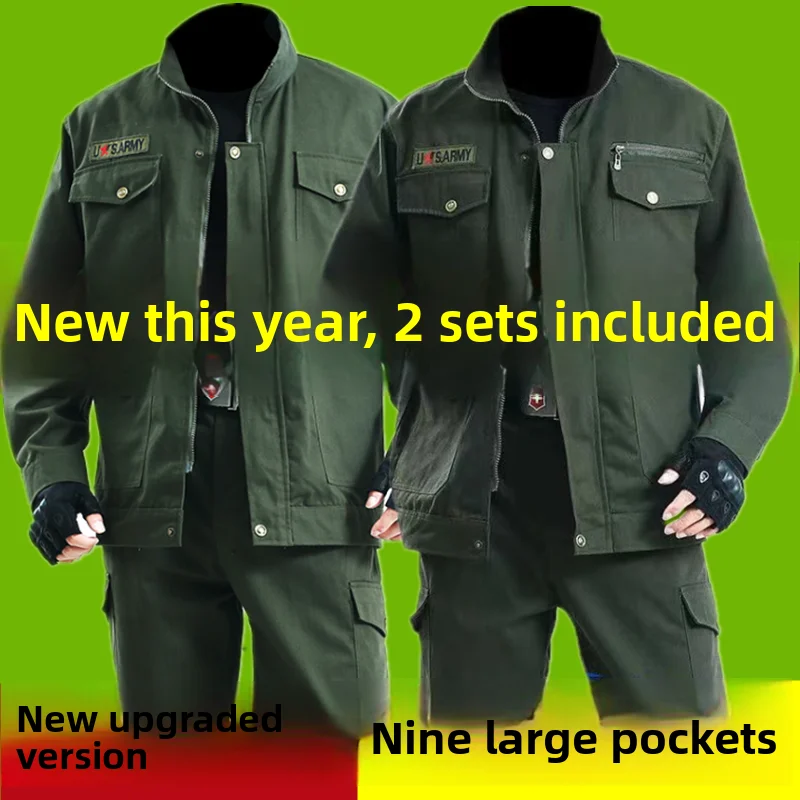 

Thiened Pure Cotton Canvas Work orm Set Welding Anti-Scalding Workwear Jaet Spring Autumn Men Women
