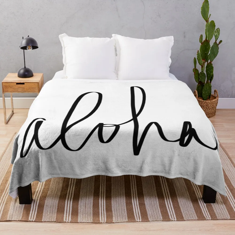 Aloha Hawaii Typography Throw Blanket For Sofa Thin Bed Fashionable Blanket