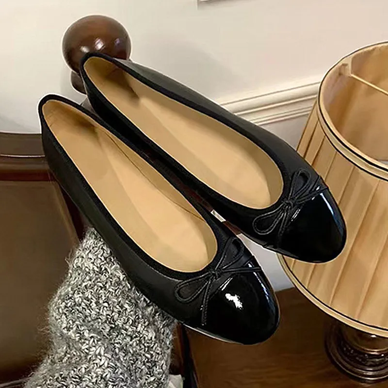 

Женские балетки, новинка 2025, удобные повседневные женские туфли на плоской подошве с круглым носком и бантом
