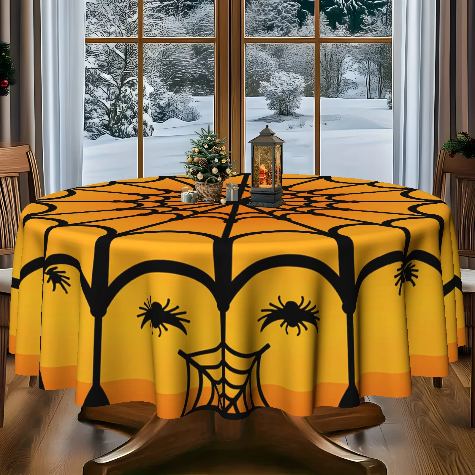 2D flat printing. One tablecloth with Halloween spider web pattern. Suitable for home and kitchen.zyc