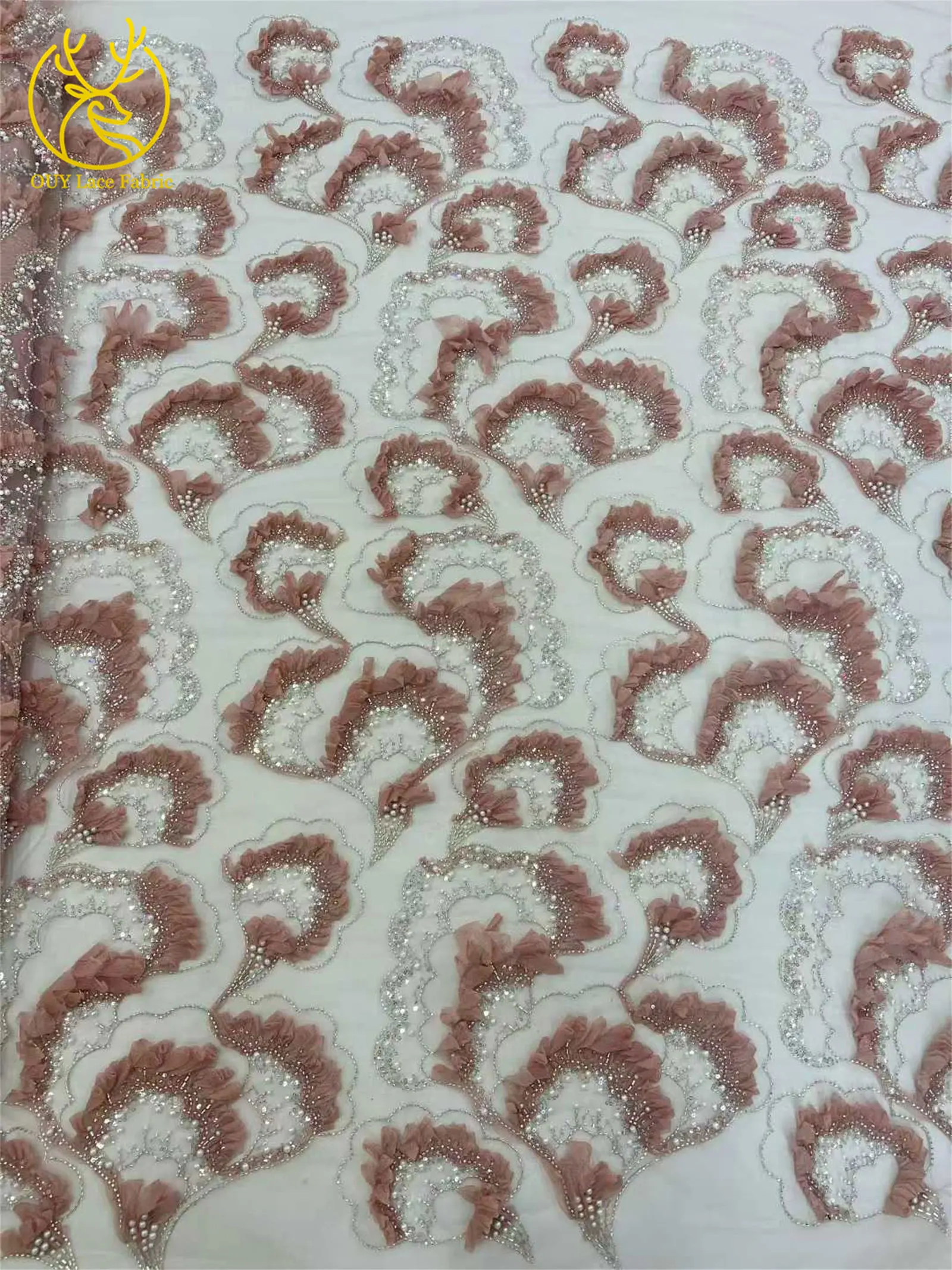 3D Neueste Elegante Afrikanische Spitze 2026 Hochwertige Französische Tüllspitze Nigeria Perlen-Pailletten-Spitzenstoff für Hochzeitskleider – Detail 6