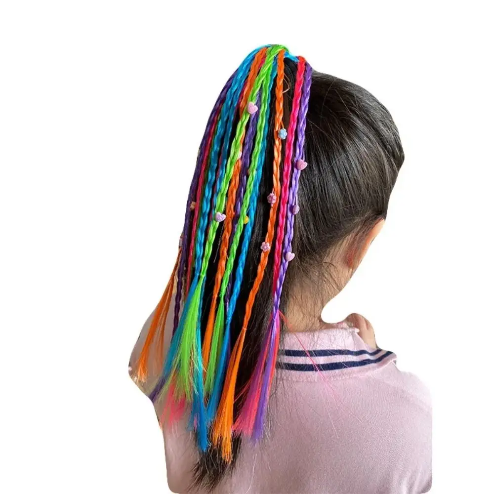 Colorful Hair Extensions Cute Gripping Clip Colorful Braids DIY Hair Accessories Rainbow Braided Ponytail Hairpieces