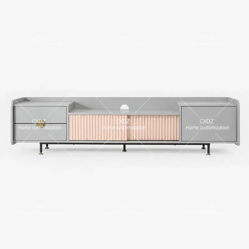 Nordic Light Luxury TV Cabinet Piano Finish Living Room Audio Visual Cabinet Modern Simple Floor Storage Unit Customizable
