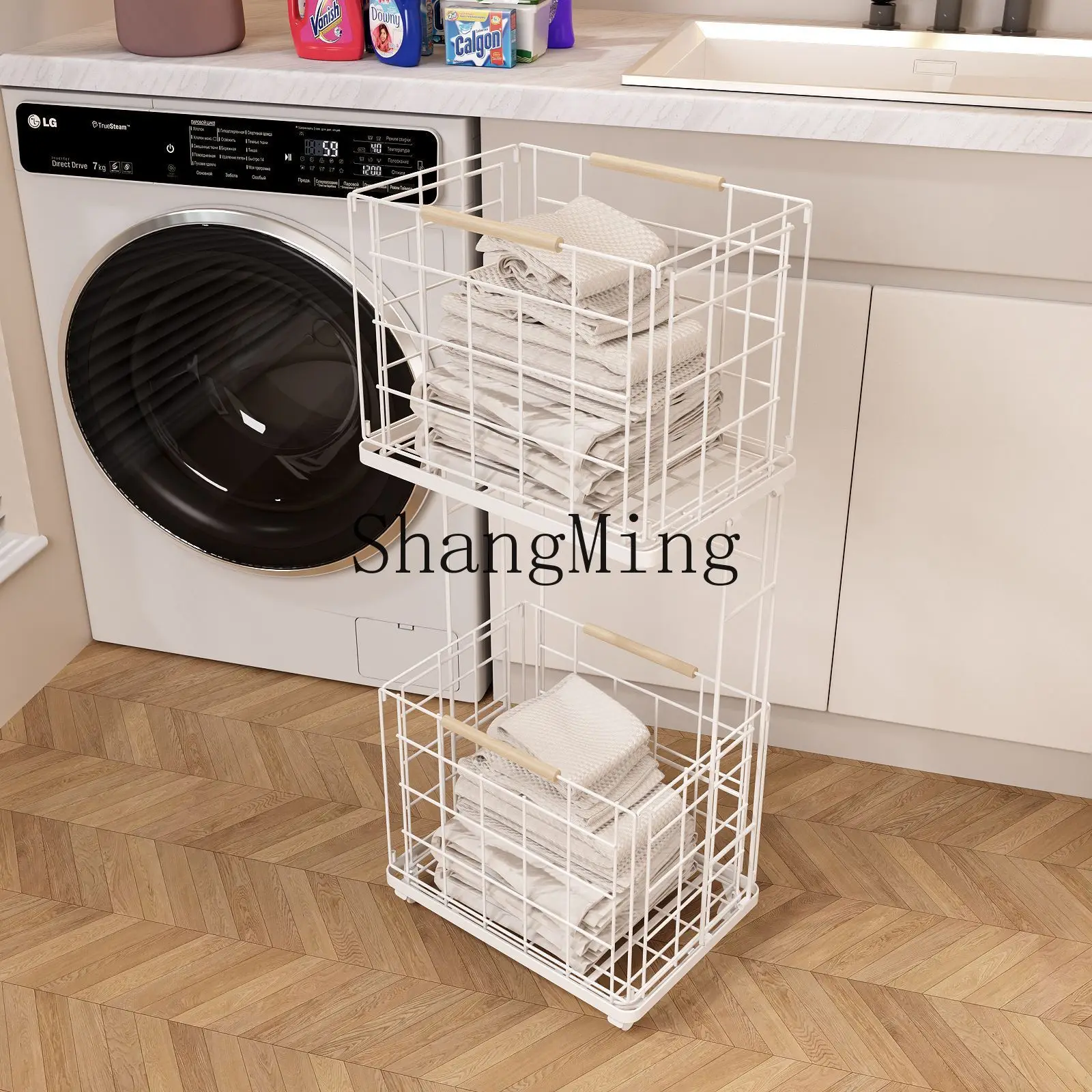 

CL Cart Storage Basket Household Dirty Toilet Multifunctional Removable Household Laundry