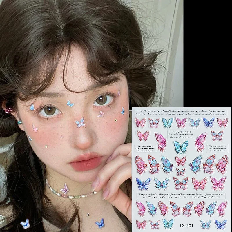 

5D Hollow Laser Butterfly Stickers Body Painting Facial Decoration Self Adhesive Stickers Face Holiday Makeup Glitter Stickers
