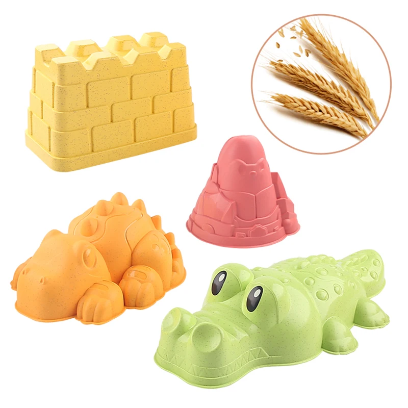 Summer beach toys beach play sand wheat straw material children sand castle dinosaur animal sand printing accessories.