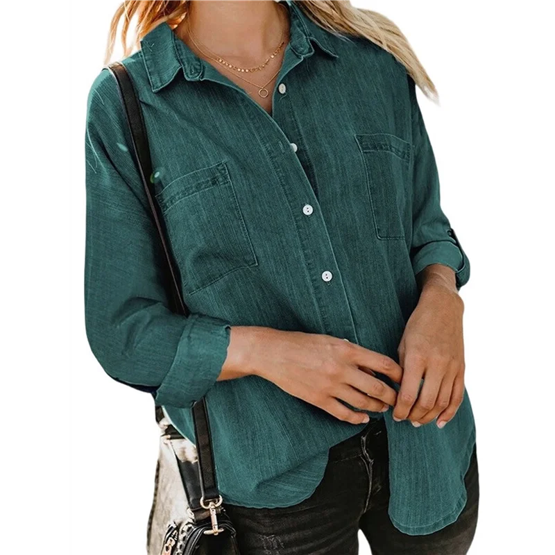 

CGS-Womens Button Down Shirts V Neck Loose Casual Shirt