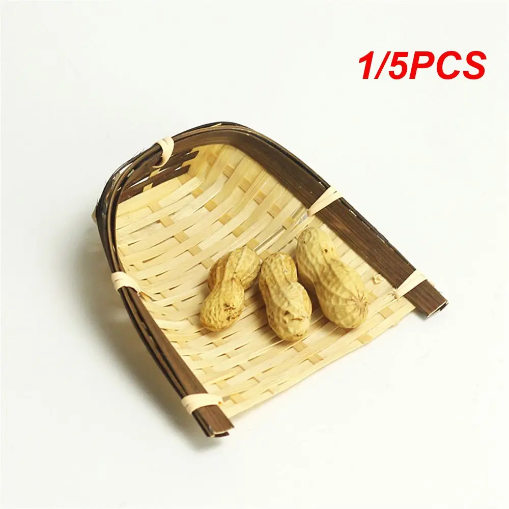 1/5PCS Fresh Fruit Platter Saving Space Durable Small Dustpan Household Accessories Bamboo Storage Basket Hand-woven Disc