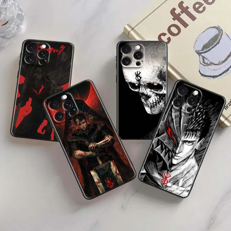 

Anime B-Berserk passion For Apple iPhone 16 16E 15 14 13 12 11 XS X Pro Max Plus Black Soft Silicone Cover Phone Case