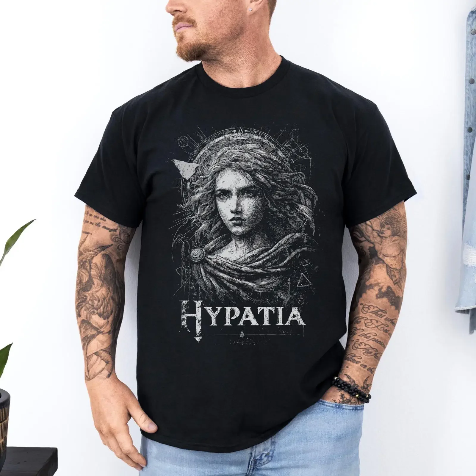 Hypatia of Alexandria T Shirt Historical Philosopher Ancient Greek Intellectual Feminist vintage Washed Top For Everyday Wear