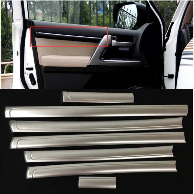 For Toyota Land Cruiser LC200 2008-2020 Car Inner Door Stripe Decoration Cover Trim Interior Door Window Handle Panel Cover Trim