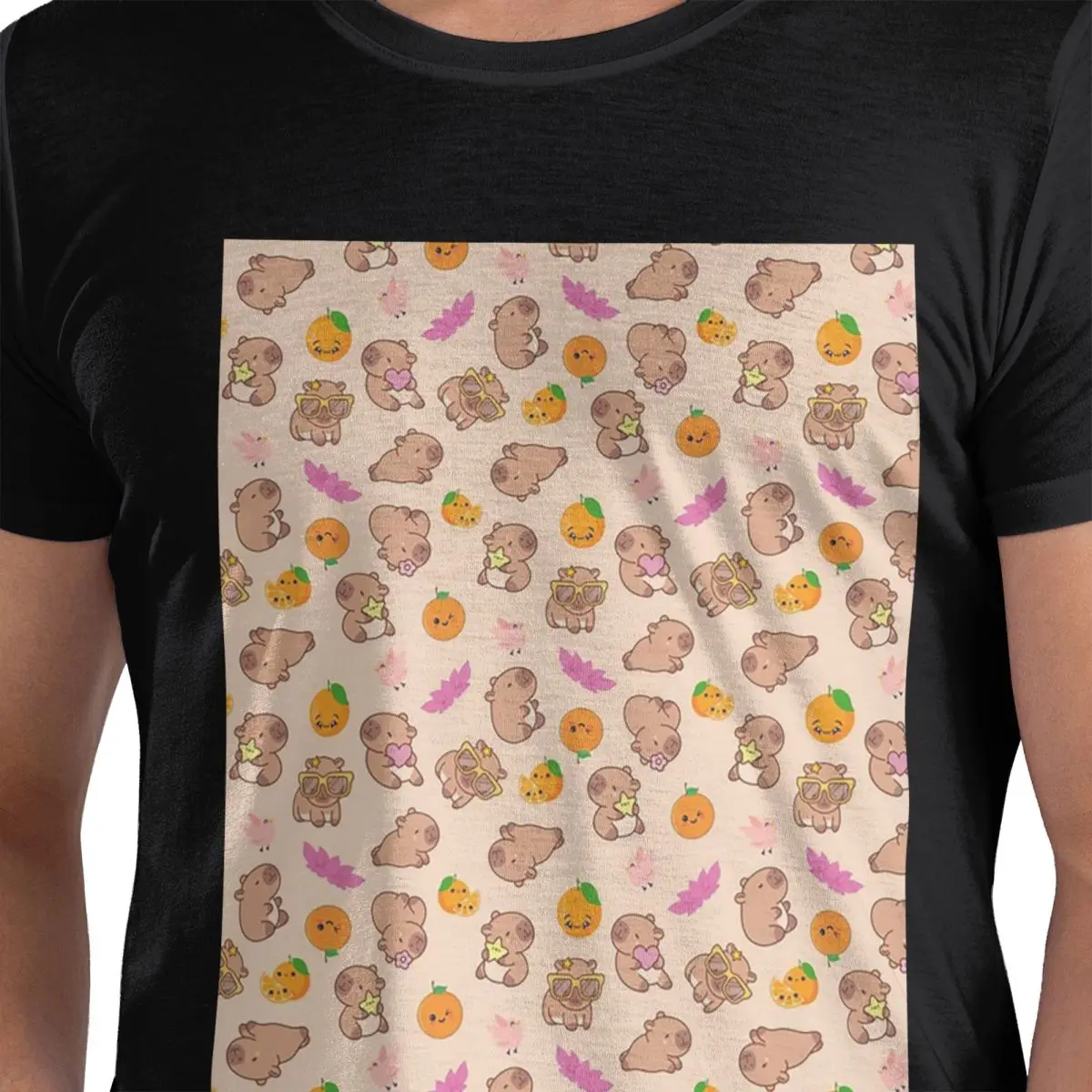 

Cute Capybara Pattern 100% Cotton T-Shirt Men's Fashion T Shirts Men Crew Neck Short Sleeve S-6XL