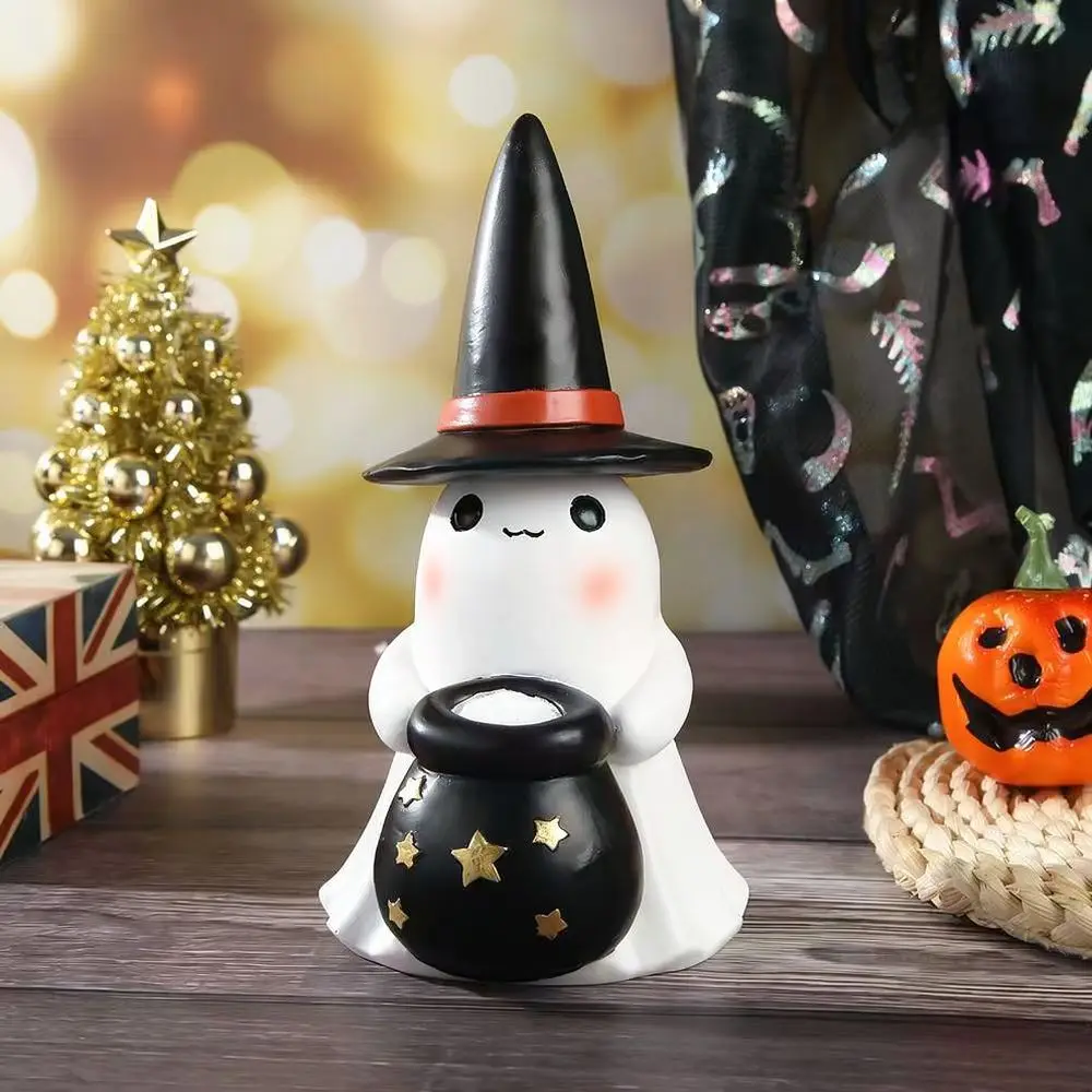 Halloween Ghost Ornament Luminous Resin Sculpture Outdoor Yard Decoration Glowing Haunted House Figurine Party Accessory