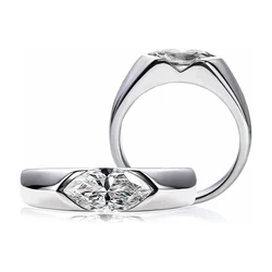 Olive Moissanite Wedding Ring Women with Certificate 1ct 5x8MM Laboratory Diamond Rings Jewelry 18K Gold Plated S925 Silver