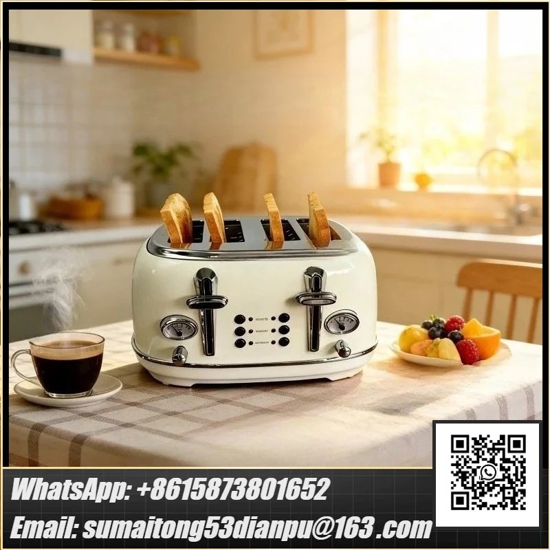 Retro four-piece toaster, fully automatic toaster, home and commercial toaster