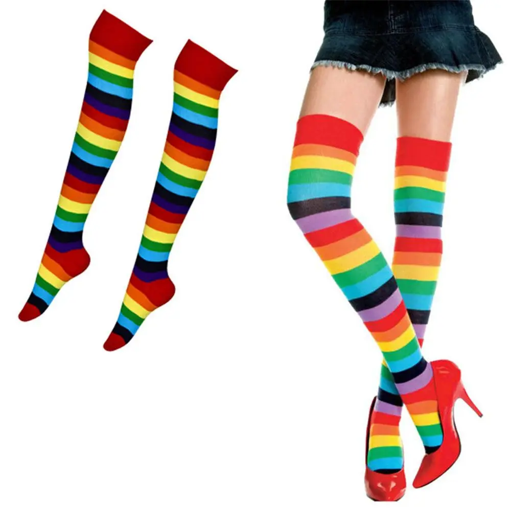 Arrival Over Knee Stocking Socks for  Lady Girl Long Stockings Women Stripey Stockings High Tights Rainbow Colorful Stockings