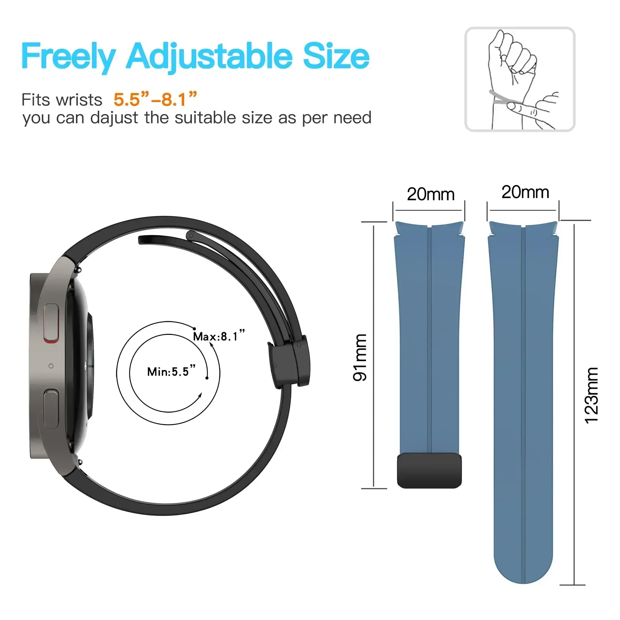 حزام مغناطيسي لساعة سامسونج جالاكسي 7 6 5 4 44 مللي متر 40 مللي متر/5 برو 45 مللي متر سيليكون 20 مللي متر سوار ساعة جالاكسي 6 كلاسيكي 43 47 مللي متر حزام #5