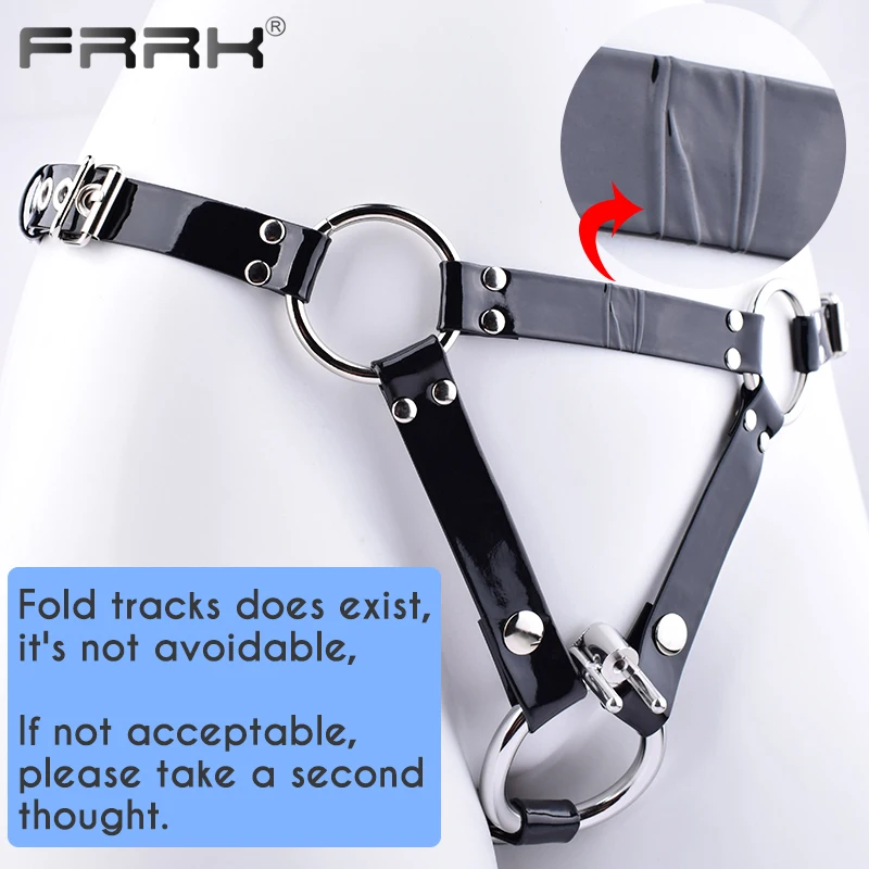 FRRK PU-02 Belt with K-03 Penis Rings for FRRK Built-in Lock Chastity Cage