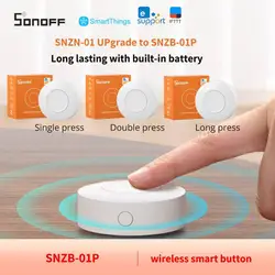 Sonoff-Interruptor de Escena Inteligente inalámbrico Zigbee, SNZB-01P, Diy, bidireccional, botón SOS, funciona con EWeLink, Alexa, Smartthings, Ifttt Hub