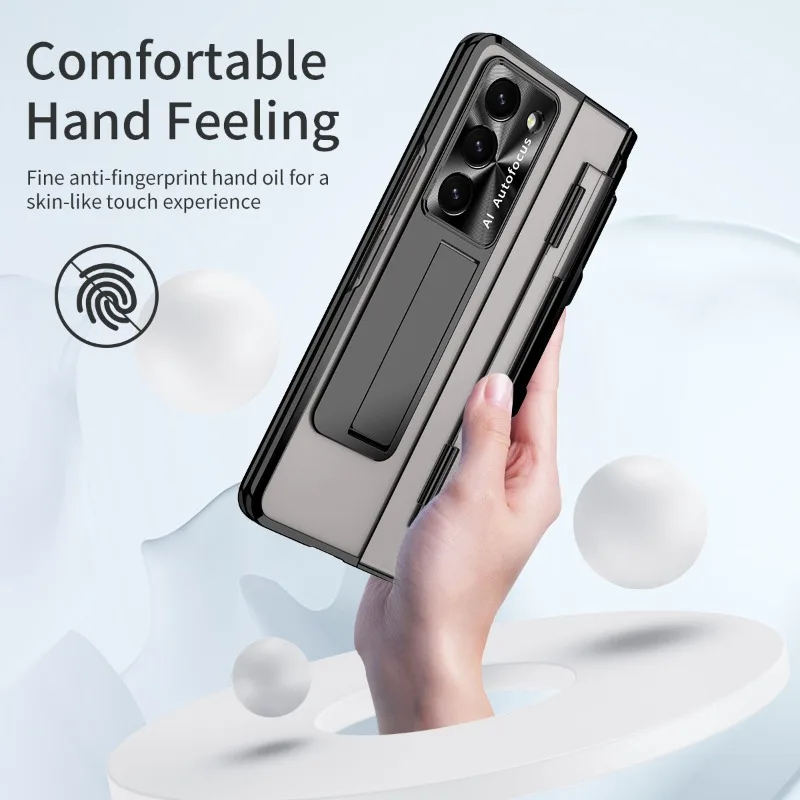 Plating Stand Funda For Samsung Galaxy Z Fold 6 5 4 3 5GLeveling Hinge Case For Samsung Z Fold 6 Case with Touch Pen Slot Holder