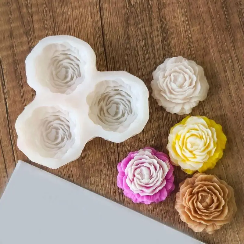 F2TD Soap Molds Peony Flower Resin Project Moulds Silicone Texture for Candle