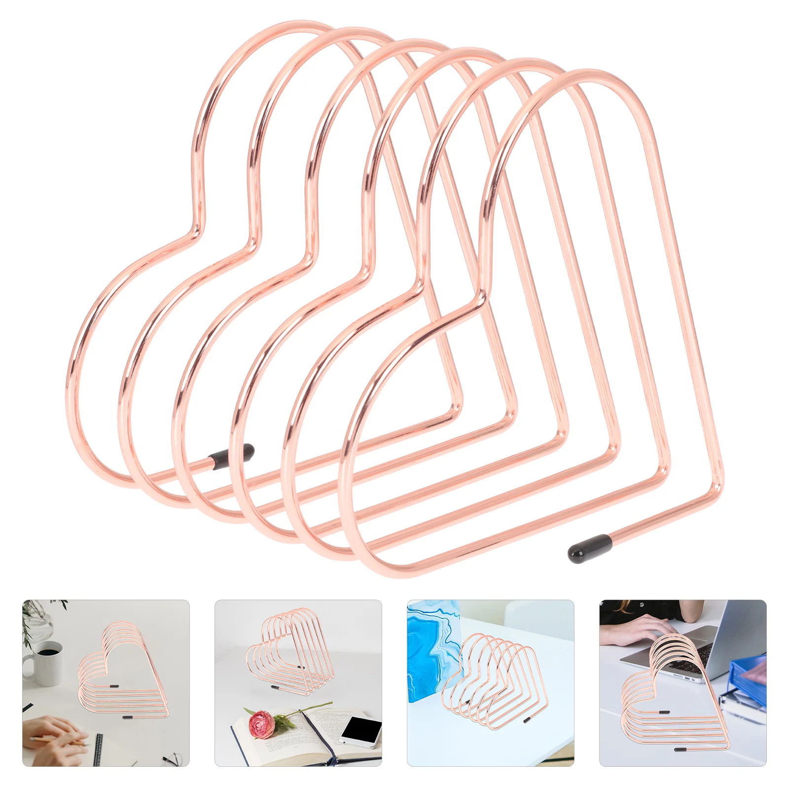 

Creative Heart Designed Bookend in Rose Gold Strong Metal Book Support for Office Desk Use Stylish Bookend Adornment and