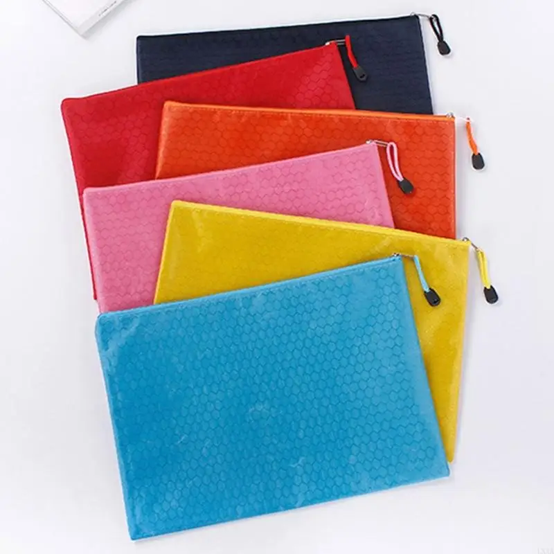 LXAA 6PCS FILE TAPALET Túi nước chống nước Oxford Túi tiền có khóa ảnh tài liệu