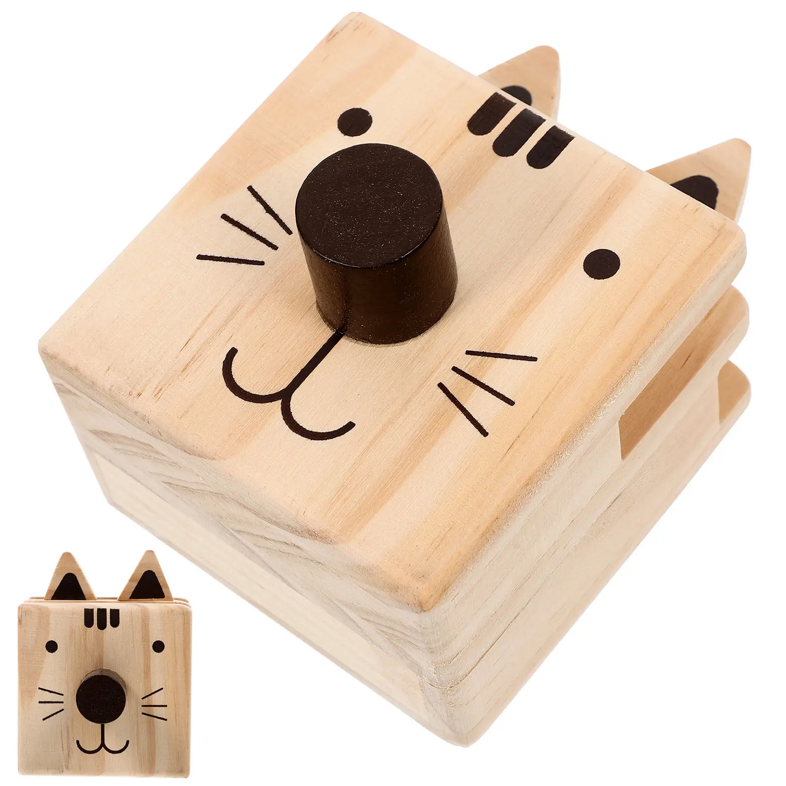 Cartoon Wood Pen Holder Multipurpose Eyeglass Holder for Desk Mobile Phone Organizer Stationery Storage Box Desktop Organizer