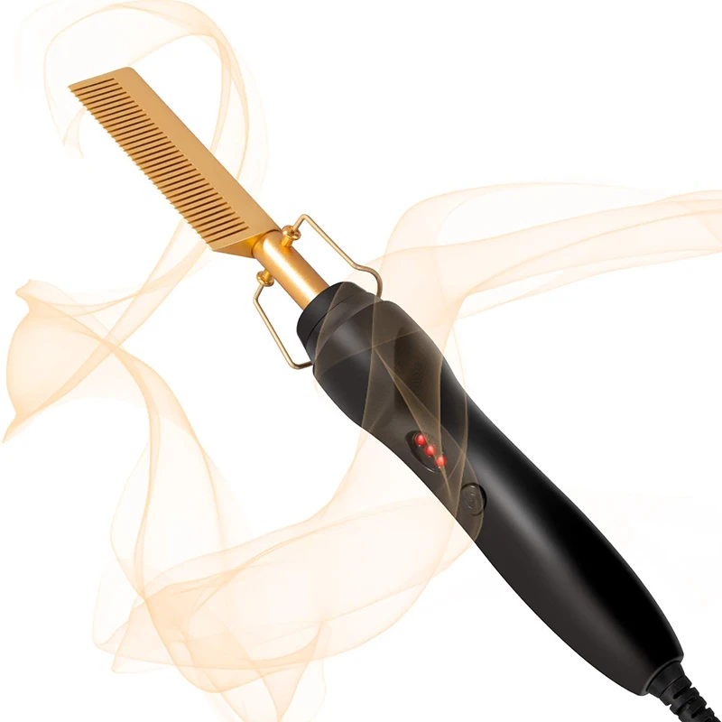 Portable dual-function straightening and curling hair brush, multi-functional electric heating travel hair styling iron