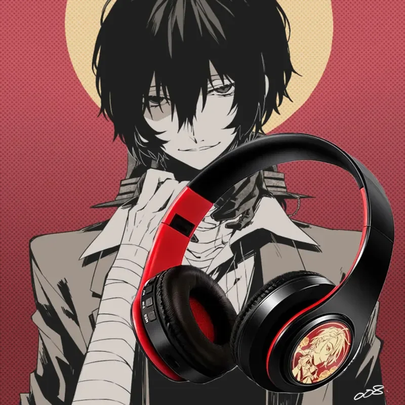 Bungo Stray Dogs Dazai Osamu Nakahara Chuuya Wireless Bluetooth Headphones Headworn Cosplay Stereo Foldable Game Headphones Toy