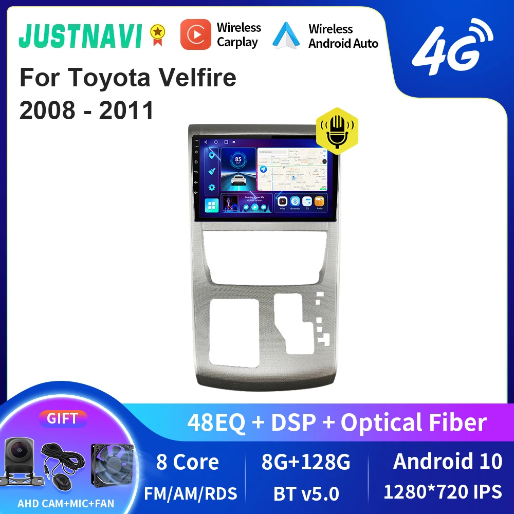 

JUSTNAVI QT10 беспроводной CarPlay Android авто радио для Toyota Velfire 2008 - 2011 стерео автомобильный мультимедийный видеоплеер GPS DVD DSP